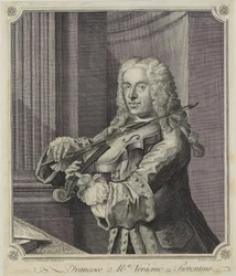 Francesco Ma Veracini, gegraveerd door J. June, 1744